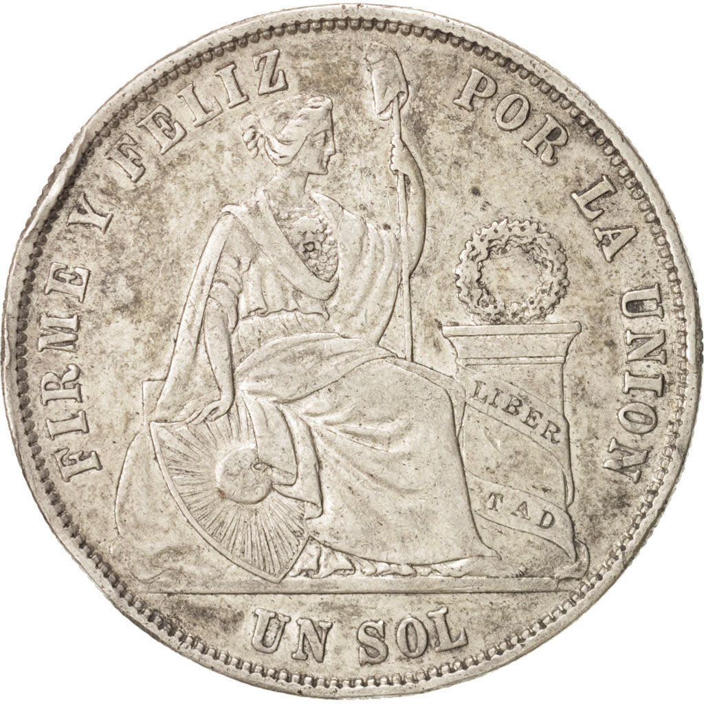 Peru, SOUTH PERU, 1 Sol, 1871, Lima, Silver, KM:196.3