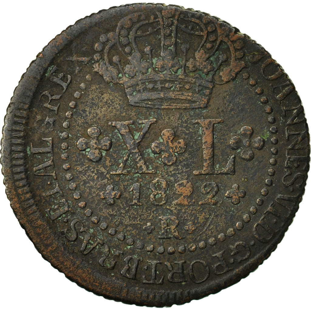 Brasile, 40 Reis, 1822, Rio de Janeiro, MB, Rame, KM:319.1