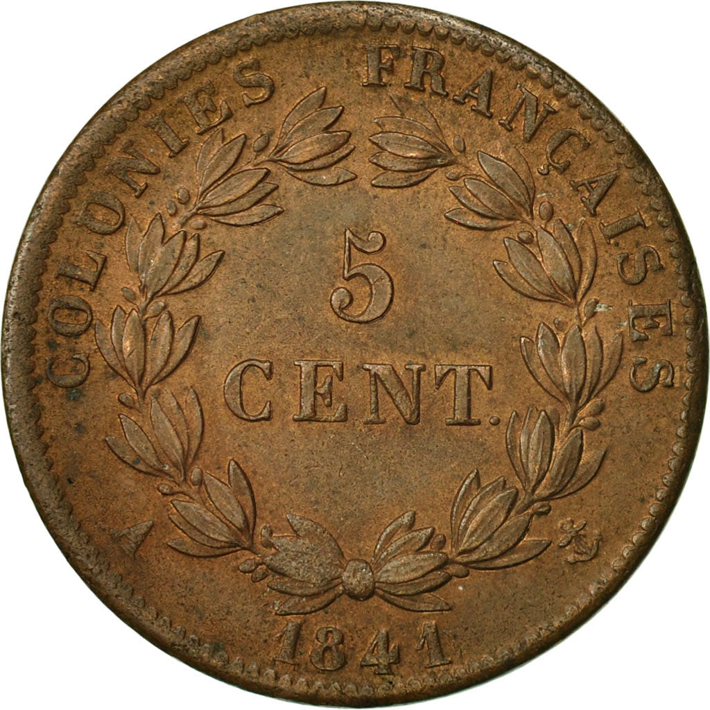 Moneta, Colonie francesi, Louis - Philippe, 5 Centimes, 1841, Paris, BB+