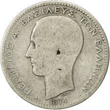 Moneta, Grecia, George I, Drachma, 1874, Paris, B+, Argento, KM:38