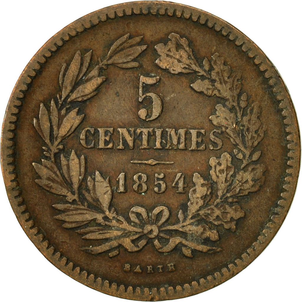 Coin, Luxembourg, William III, 5 Centimes, 1854, Utrecht, EF(40-45), Bronze