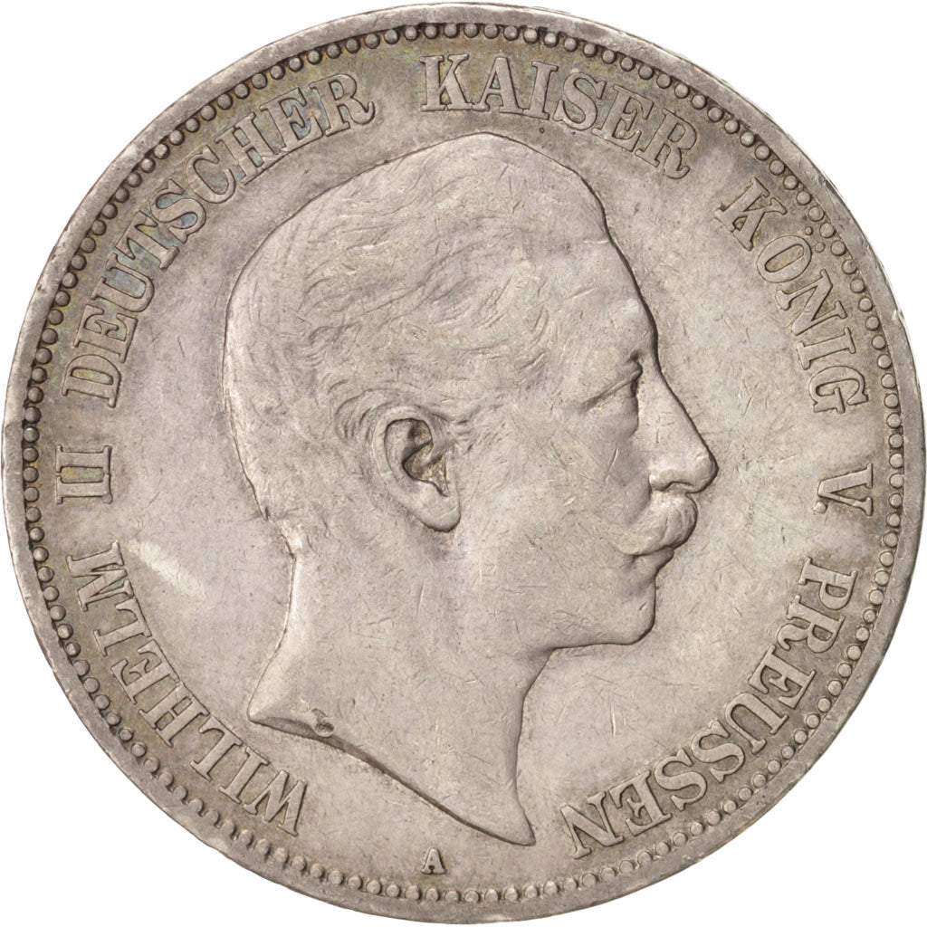 Stati tedeschi, PRUSSIA, Wilhelm II, 5 Mark, 1907, Berlin, BB+, Argento, KM:523