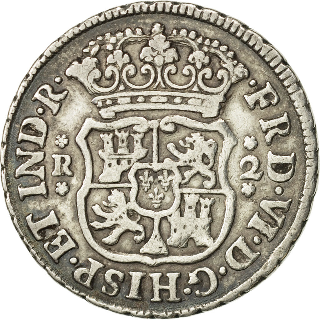 Moneta, Messico, Ferdinand VI, 2 Reales, 1748, Mexico City, BB, Argento, KM:86.1