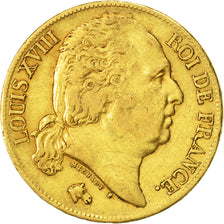 France, Louis XVIII, 20 Francs, 1819, Paris, EF(40-45),Gold,KM 712.1,Gadoury1028