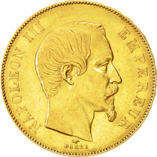 Francia, Napoleon III, 50 Francs, 1855, Paris, MBC, Oro, KM 785.1, Gadoury 1111