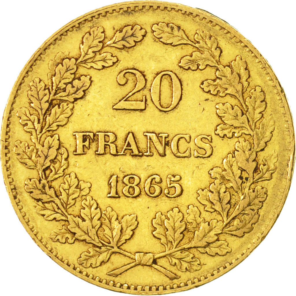 Coin, Belgium, Leopold I, 20 Francs, 20 Frank, 1865, EF(40-45), Gold, KM:23