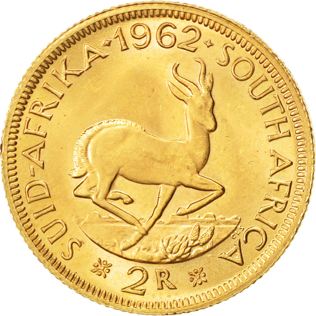 South Africa, 2 Rand, 1962, MS(60-62), Gold, KM:64