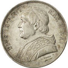 Münze, Italien Staaten, PAPAL STATES, Pius IX, 5 Lire, 1867, Roma, SS+, Silber