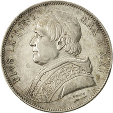 Monnaie, États italiens, PAPAL STATES, Pius IX, 5 Lire, 1867, Roma, TTB+