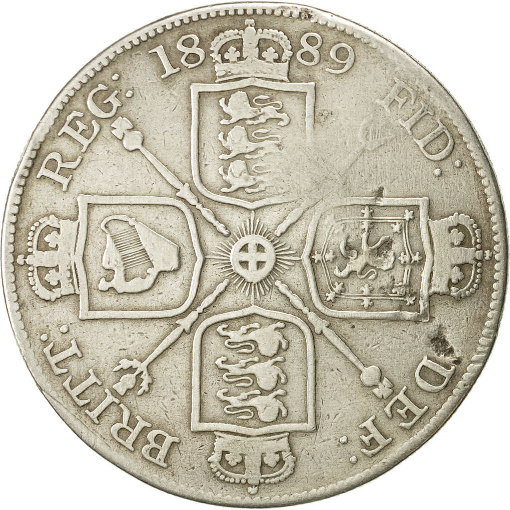 Coin, Great Britain, Victoria, Double Florin, 1889, F(12-15), Silver, KM:763