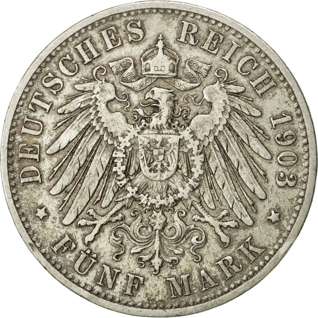 German States, BAVARIA, Otto, 5 Mark, 1903, Munich, EF(40-45), Silver, KM:915