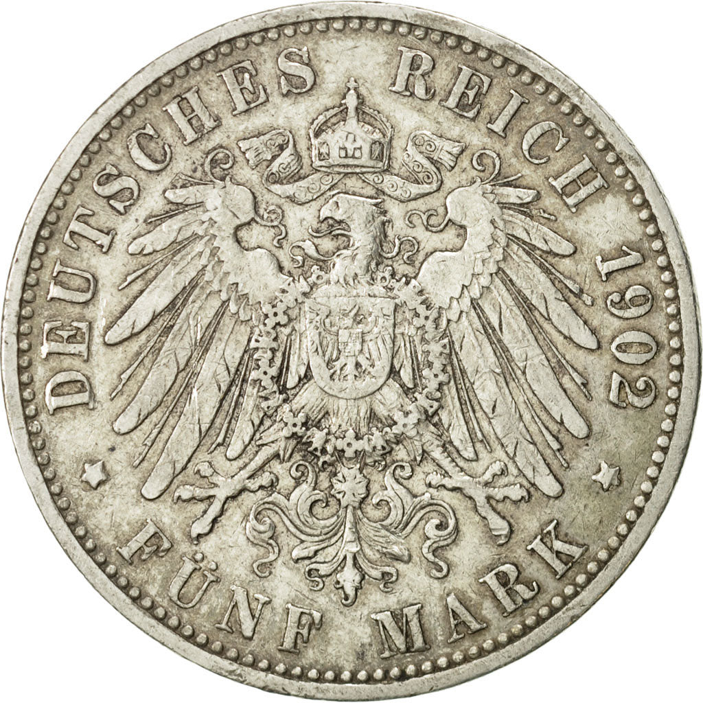 German States, PRUSSIA, Wilhelm II, 5 Mark, 1902, Berlin, EF(40-45), KM 523