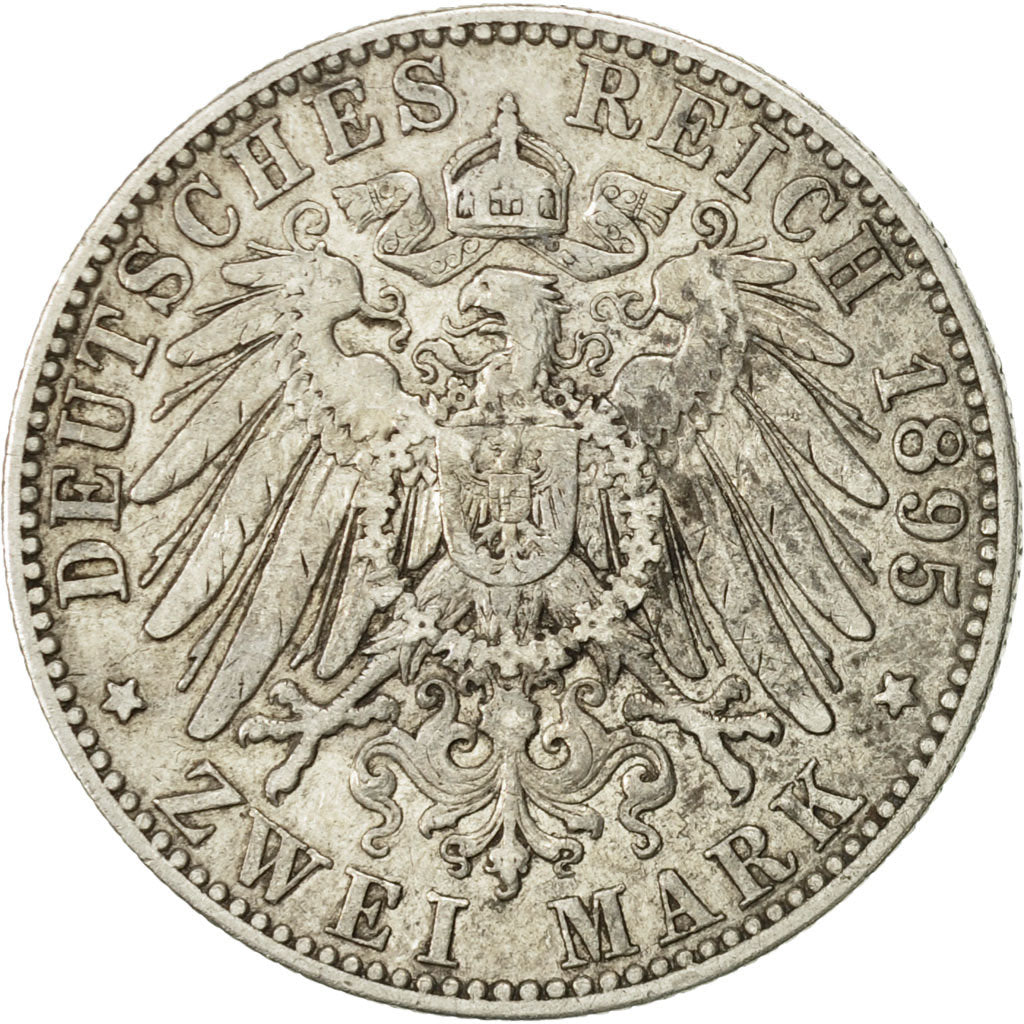German States, SAXONY-ALBERTINE, Albert, 2 Mark, 1895, Muldenhütten, KM 1245