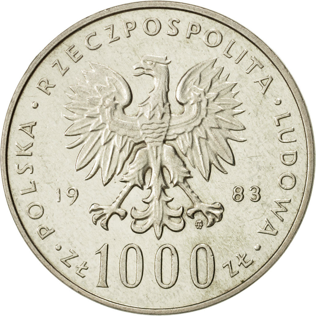 Poland, 1000 Zlotych, 1983, Warsaw, AU(55-58), Silver, KM:144