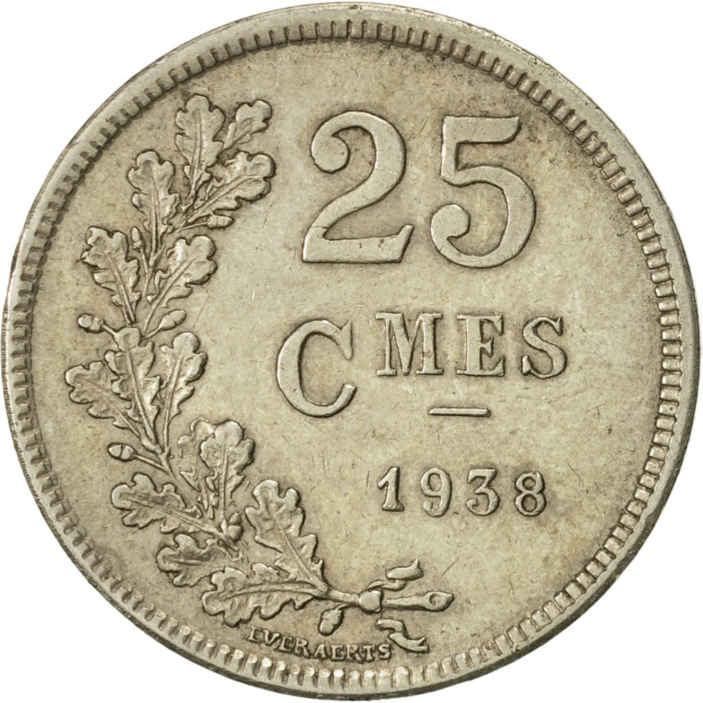 Coin, Luxembourg, Charlotte, 25 Centimes, 1938, EF(40-45), Copper-nickel