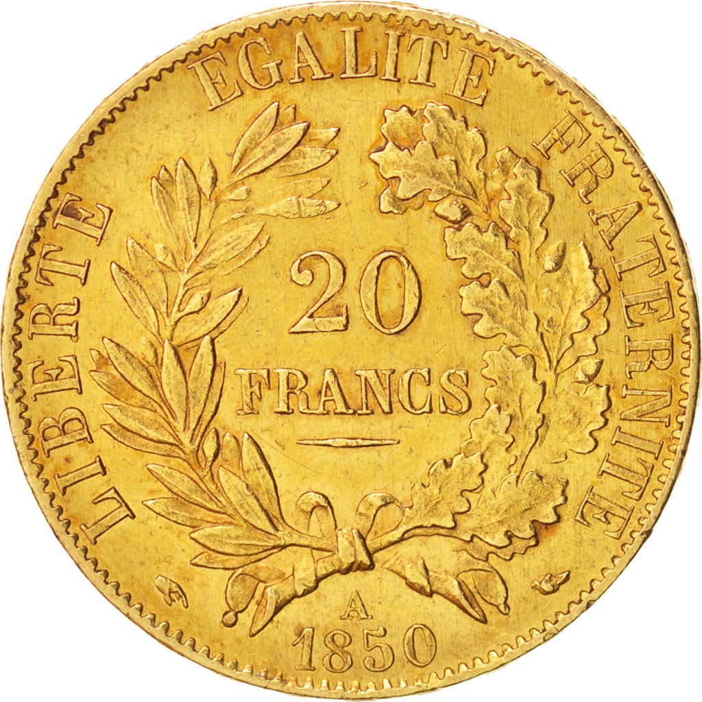 France, Cérès, 20 Francs, 1850, Paris, Gold, KM:762