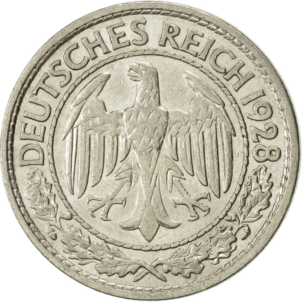 GERMANIA, REPUBBLICA DI WEIMAR, 50 Reichspfennig, 1928, Berlin, BB+, KM 49