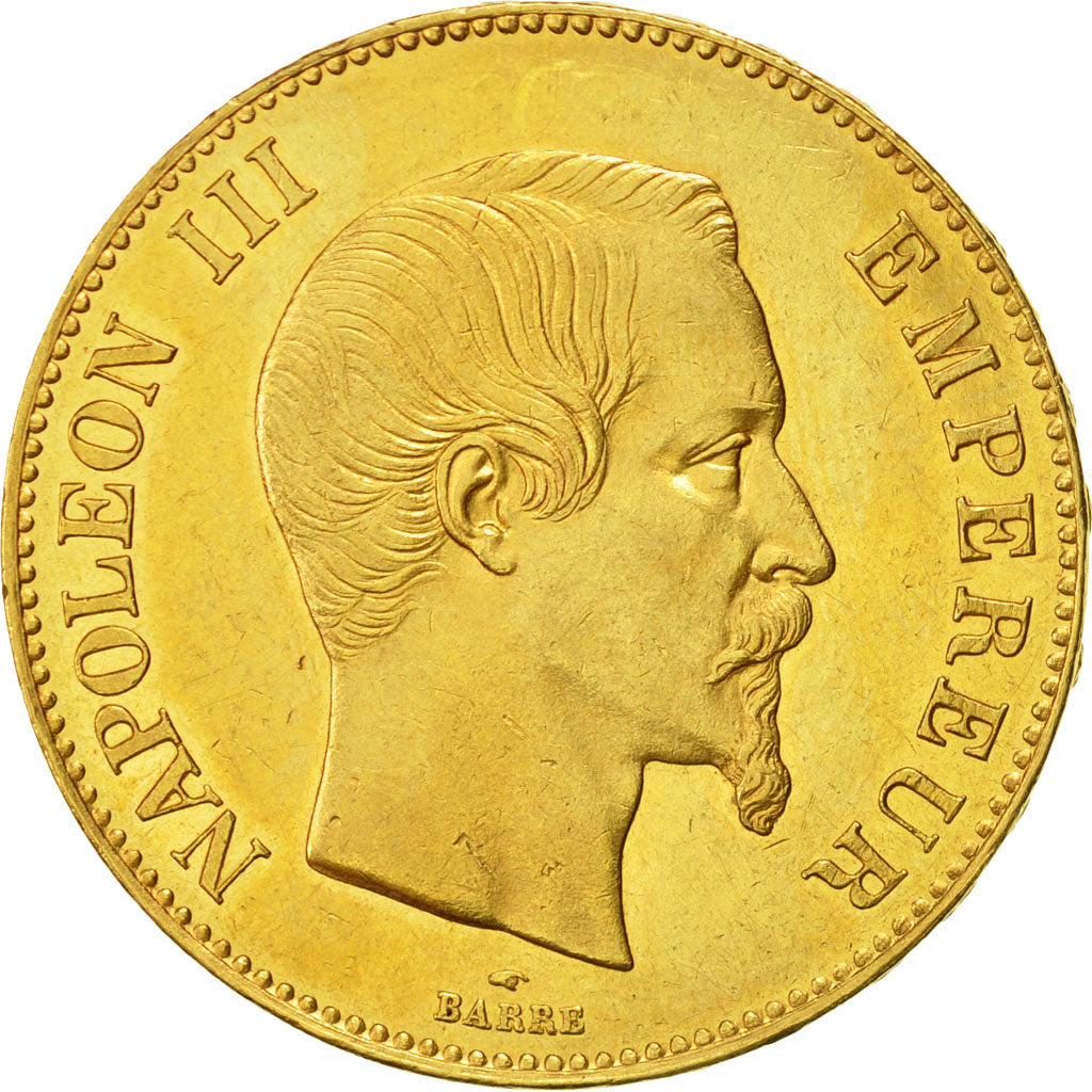 Francia, Napoleon III, 100 Francs, 1858, Paris, MBC+, Oro, KM 786.1