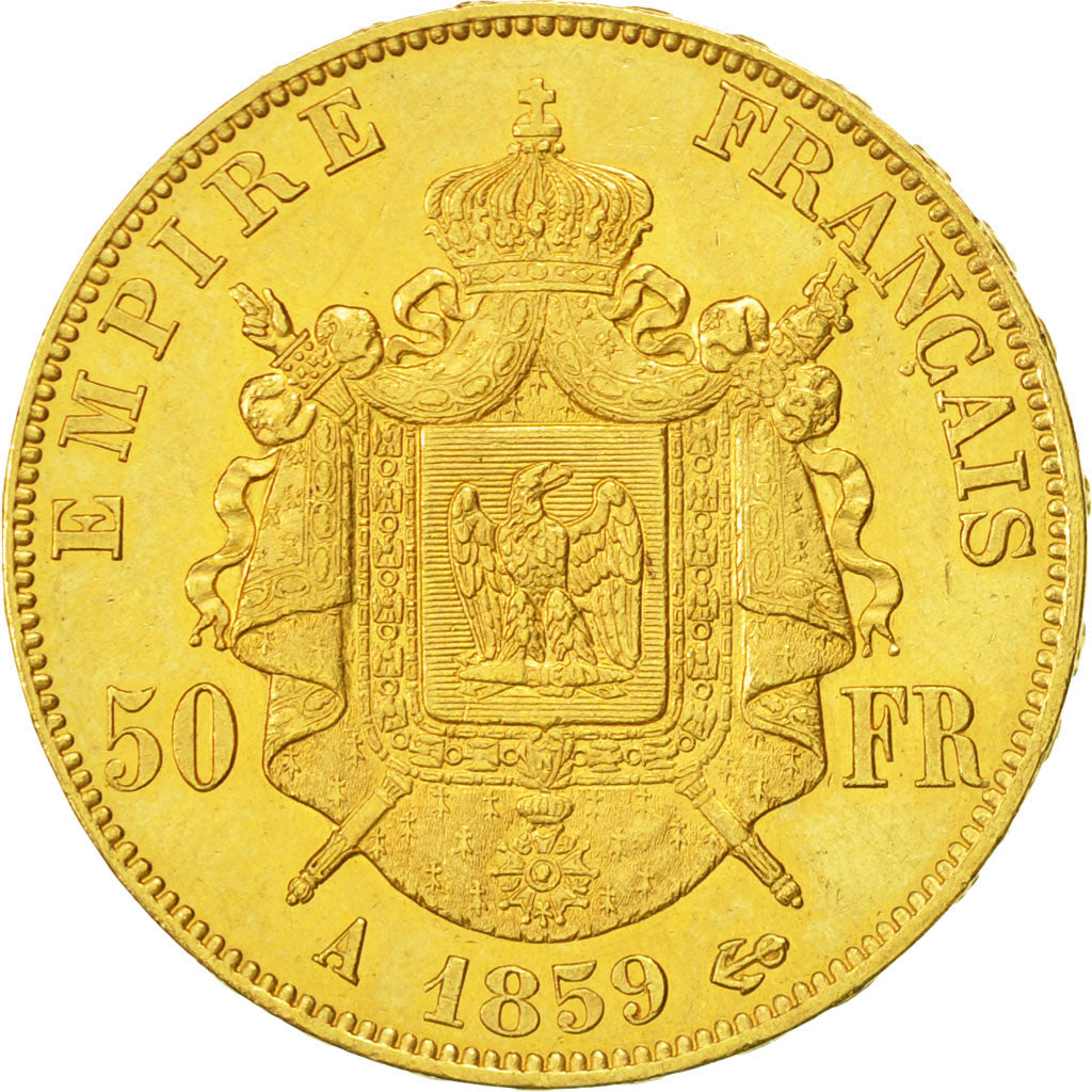 Coin, France, Napoleon III, Napoléon III, 50 Francs, 1859, Paris, AU(50-53)