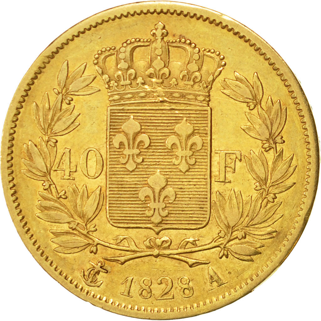 Munten, Frankrijk, Charles X, 40 Francs, 1828, Paris, FR+, Goud, KM:721.1