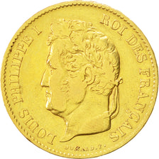 Moneda, Francia, Louis-Philippe, 40 Francs, 1833, Paris, BC+, Oro, KM:747.1