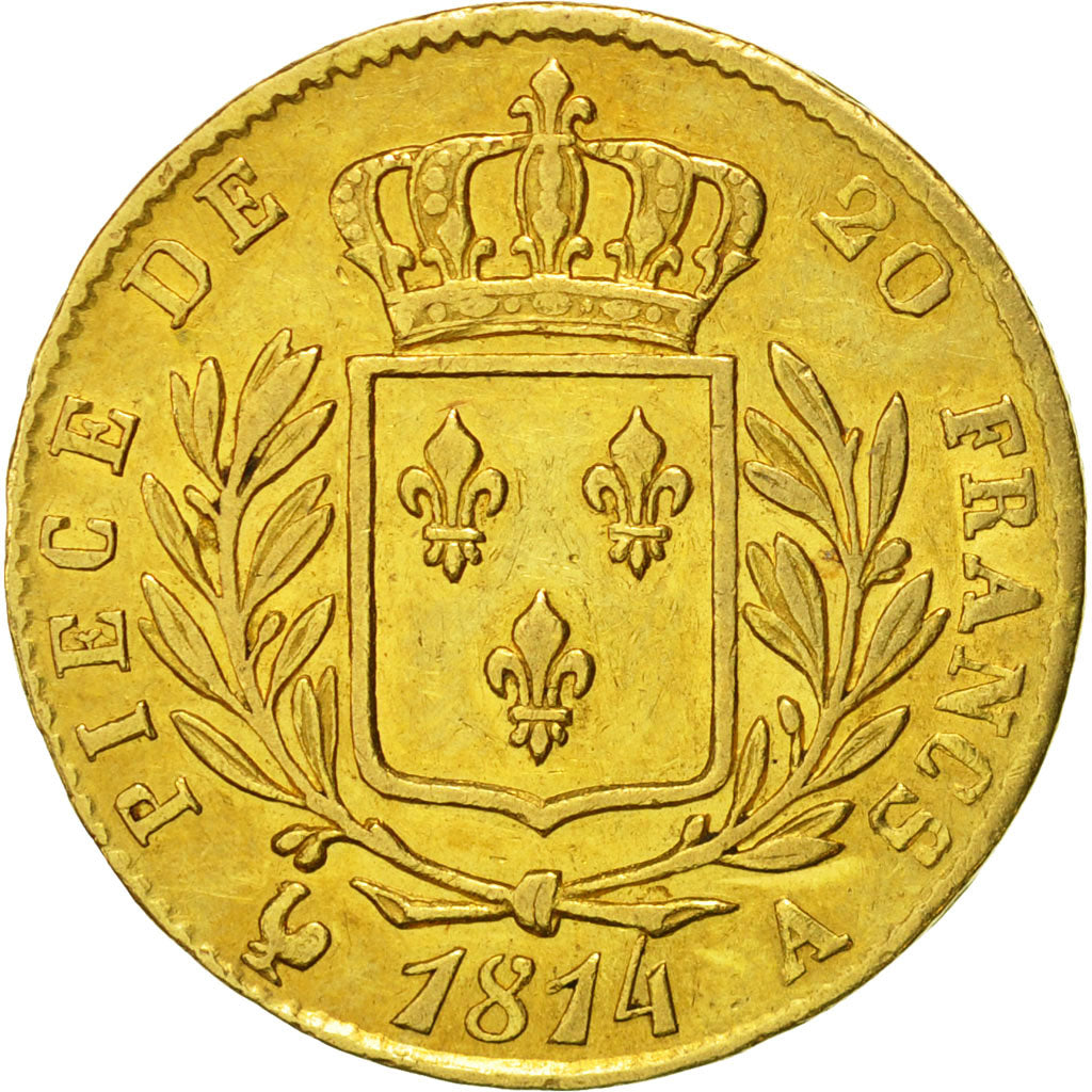 Frankreich, Louis XVIII, 20 Francs, 1814, Paris, SS, Gold, KM 706.1