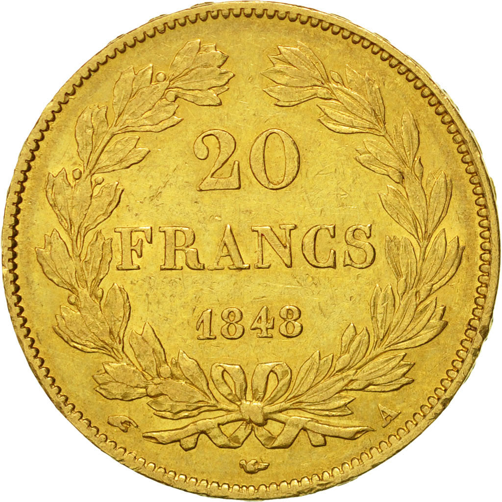 Coin, France, Louis-Philippe, 20 Francs, 1848, Paris, AU(50-53), Gold, KM:750.1