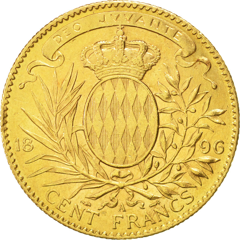 Coin, Monaco, Albert I, 100 Francs, Cent, 1896, Paris, AU(50-53), Gold, KM:105