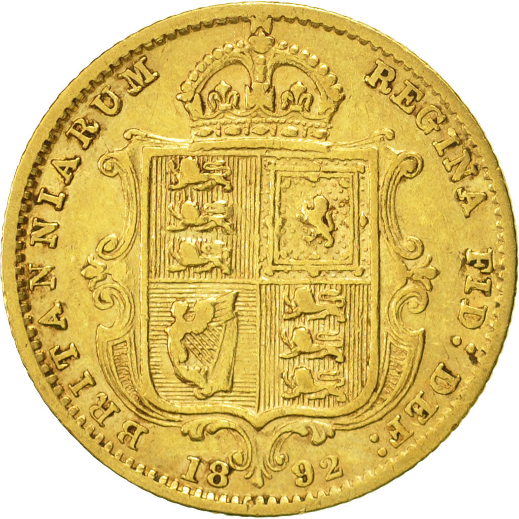 Great Britain, Victoria, 1/2 Sovereign, 1892, EF(40-45), Gold, KM:766