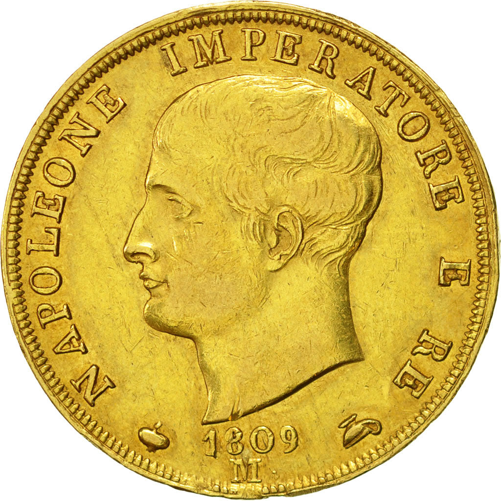 Münze, Italien Staaten, KINGDOM OF NAPOLEON, Napoleon I, 40 Lire, 1809, Milan