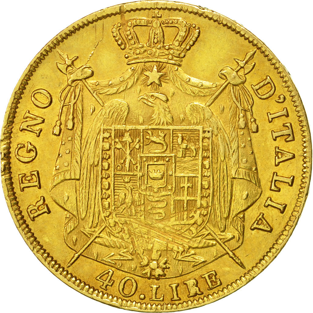 Münze, Italien Staaten, KINGDOM OF NAPOLEON, Napoleon I, 40 Lire, 1809, Milan