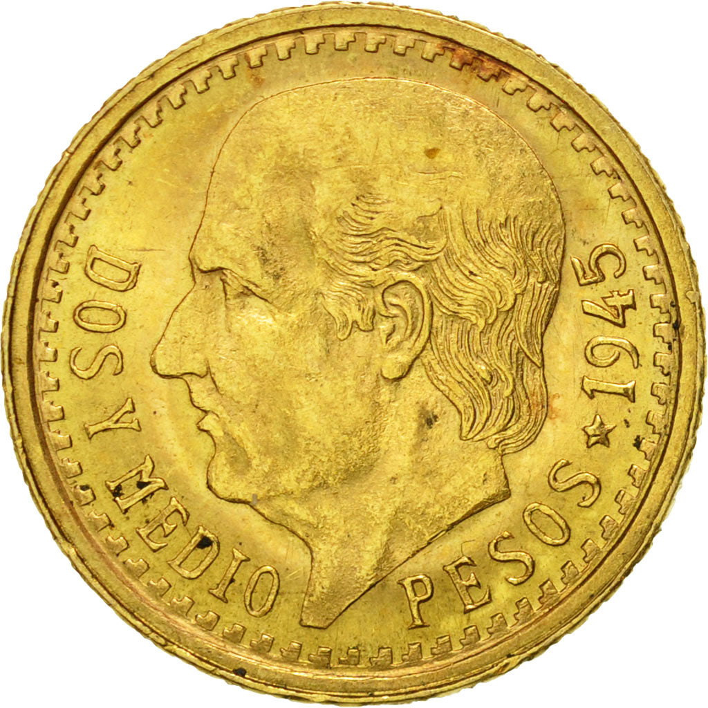 Mexique, 2-1/2 Pesos, 1945, Mexico City, TTB+, Or, KM:463