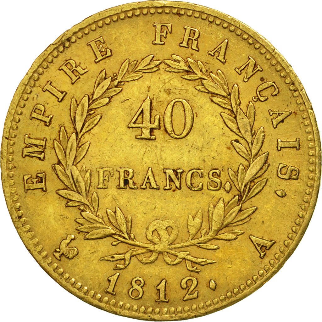 Francia, Napoléon I, 40 Francs, 1812, Paris, MBC, Oro, KM:696.1, Gadoury:1084