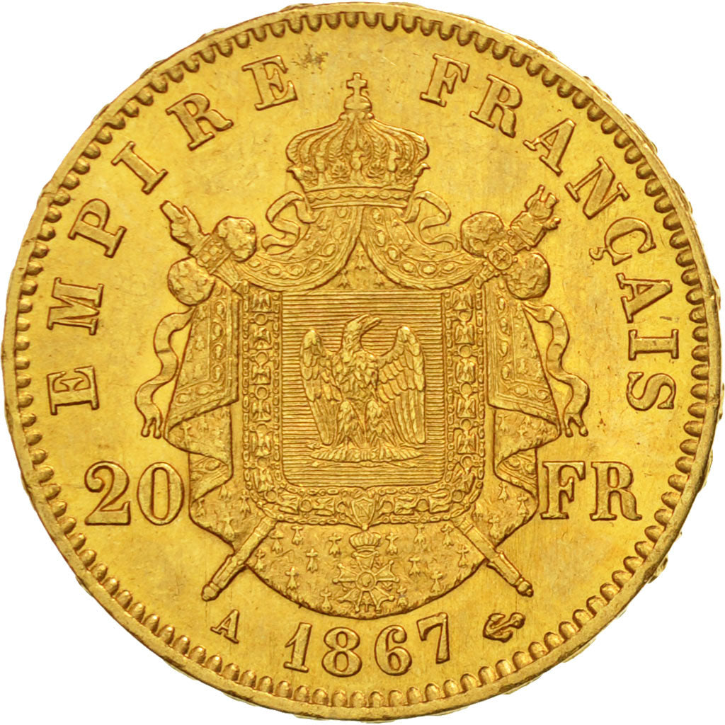 France, Napoléon III, 20 Francs, 1867, Paris, SUP, Or, KM:801.1, Gadoury 1062