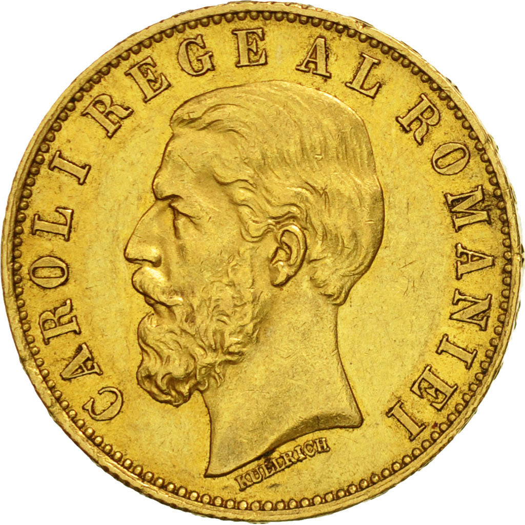 Romania, Carol I, 20 Lei, 1883, Bucarest, BB+, Oro, KM:20