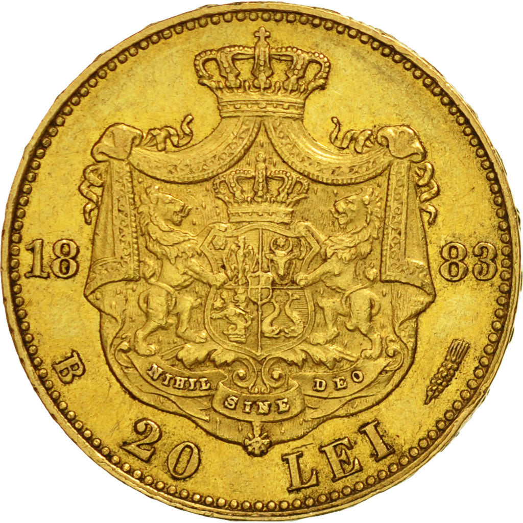 Romania, Carol I, 20 Lei, 1883, Bucarest, BB+, Oro, KM:20