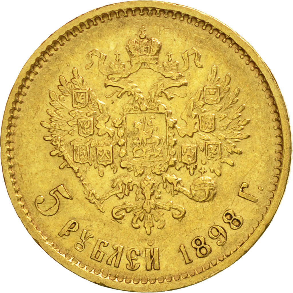 Coin, Russia, Nicholas II, 5 Roubles, 1898, St. Petersburg, EF(40-45), Gold