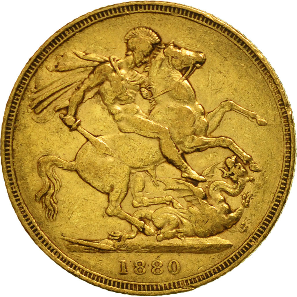 Monnaie, Grande-Bretagne, Victoria, Sovereign, 1880, TTB, Or, KM:752