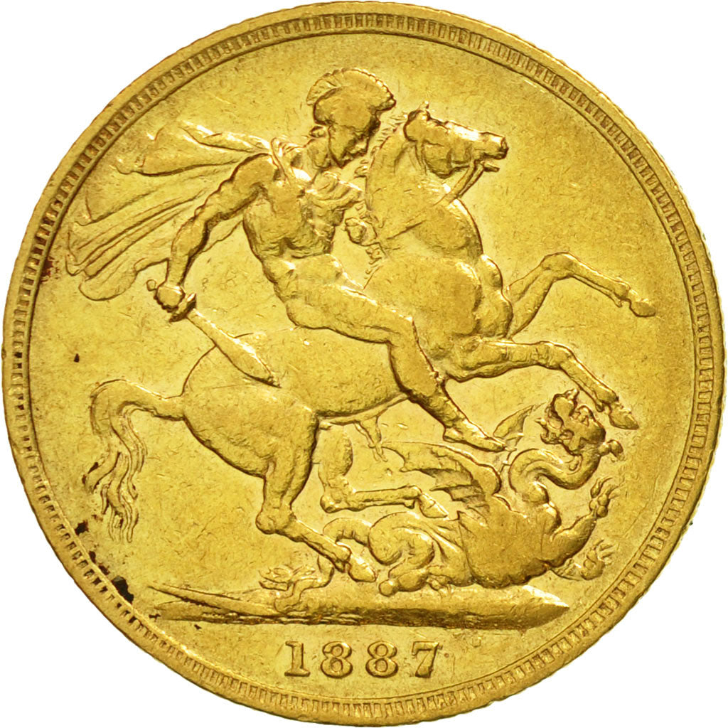 Coin, Australia, Victoria, Sovereign, 1887, Melbourne, EF(40-45), Gold, KM:7