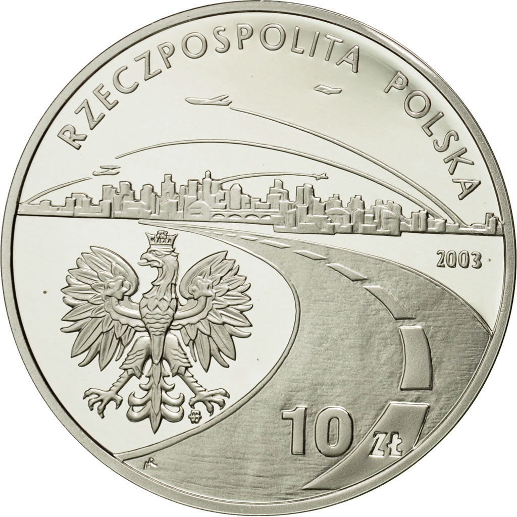 Coin, Poland, 10 Zlotych, 2003, Warsaw, MS(65-70), Silver, KM:469
