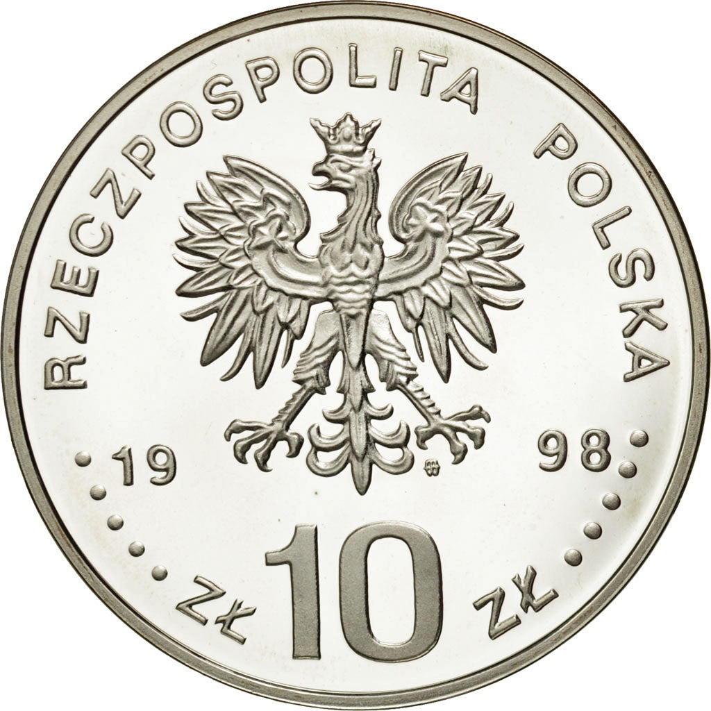 Moneda, Polonia, 10 Zlotych, 1998, FDC, Plata, KM:337