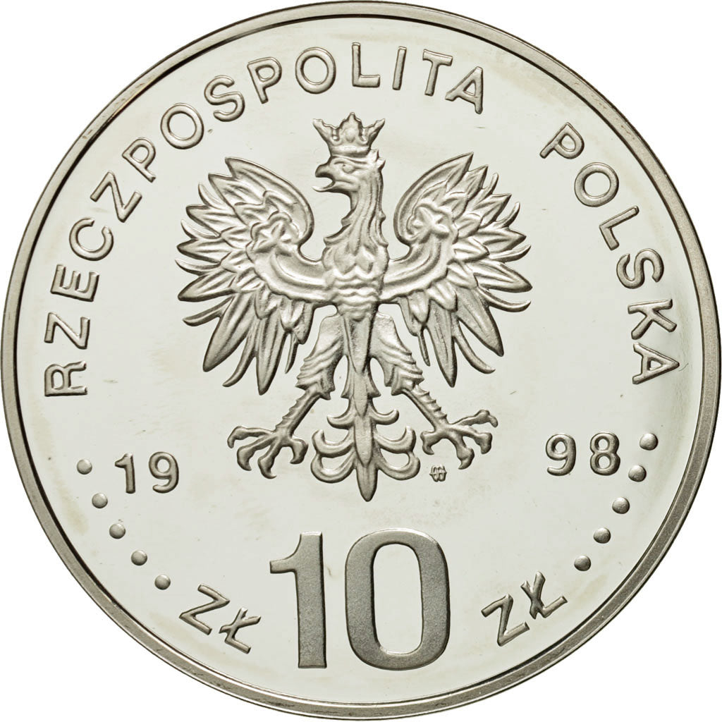 Coin, Poland, 10 Zlotych, 1998, MS(65-70), Silver, KM:342