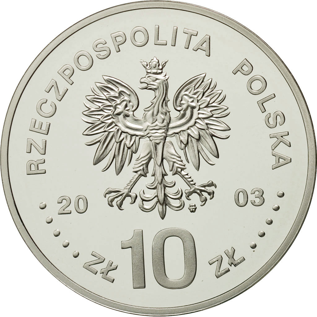 Poland, 10 Zlotych, 2003, Warsaw, MS(65-70), Silver, KM:474