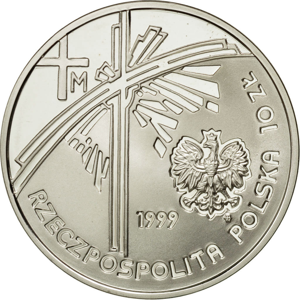 Poland, 10 Zlotych, 1999, MS(65-70), Silver, KM:360