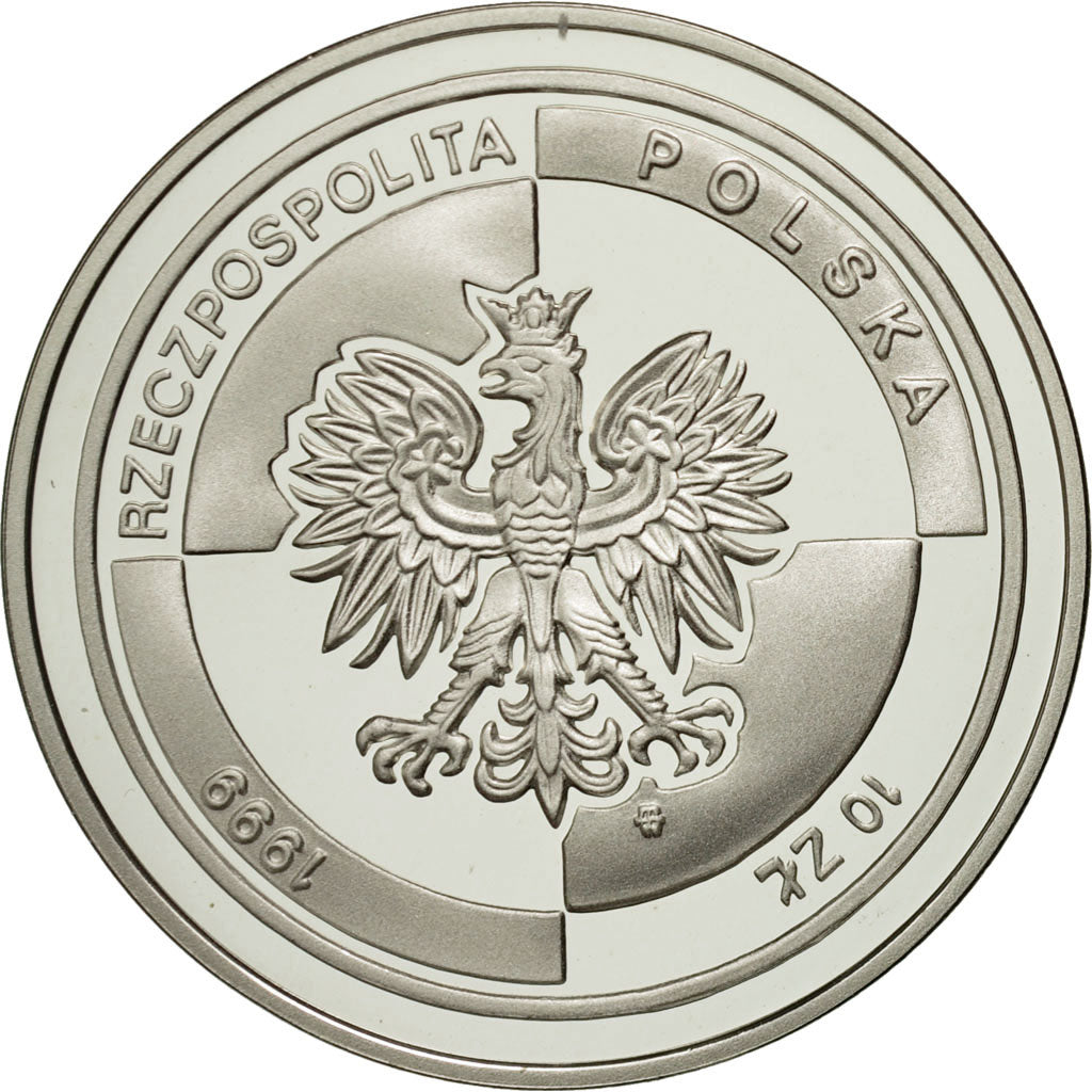 Poland, 10 Zlotych, 1999, MS(65-70), Silver, KM:359