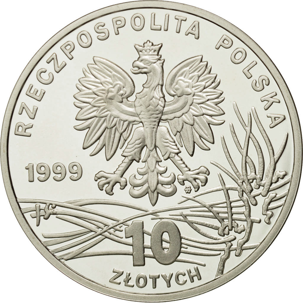Coin, Poland, 10 Zlotych, 1999, MS(65-70), Silver, KM:366