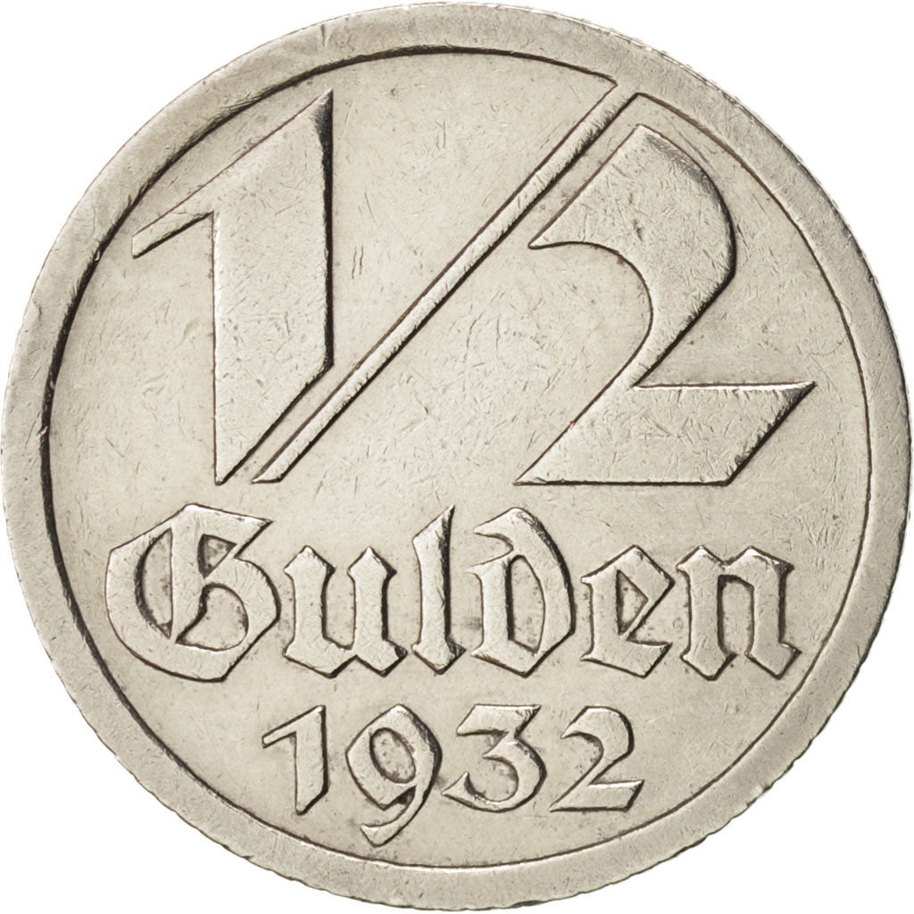 DANZICA, 1/2 Gulden, 1932, BB, Nichel, KM:153