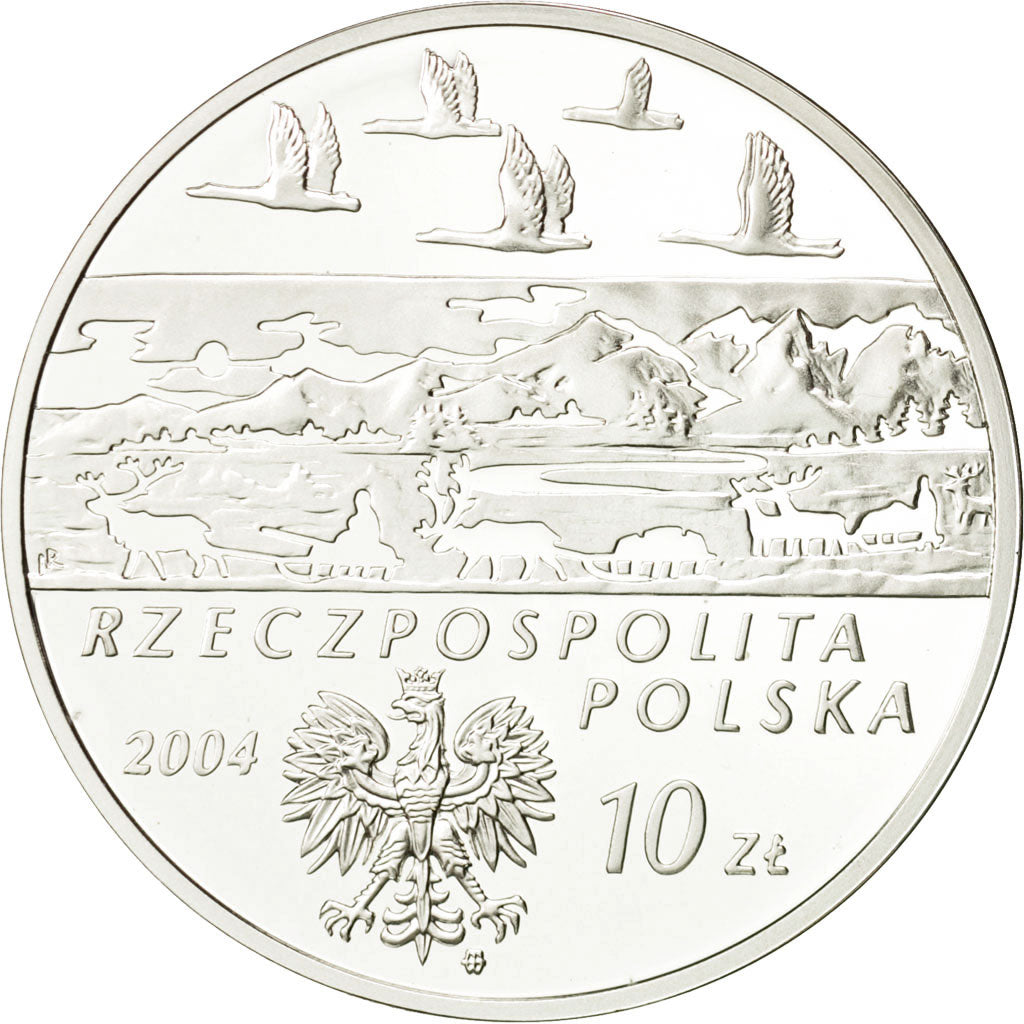 Poland, 10 Zlotych, 2004, Warsaw, MS(65-70), Silver, KM:506