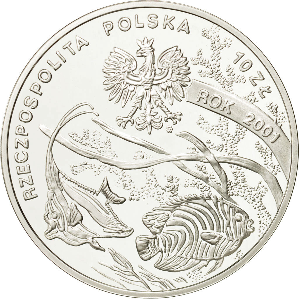 Coin, Poland, 10 Zlotych, 2001, Warsaw, MS(65-70), Silver, KM:460
