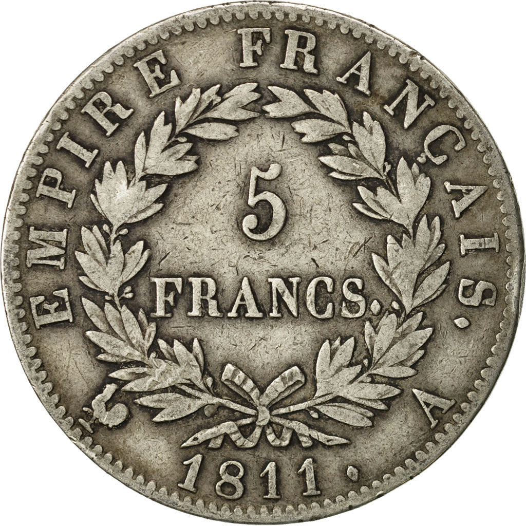 Coin, France, Napoléon I, 5 Francs, 1811, Paris, VF(30-35), Silver, KM:694.1